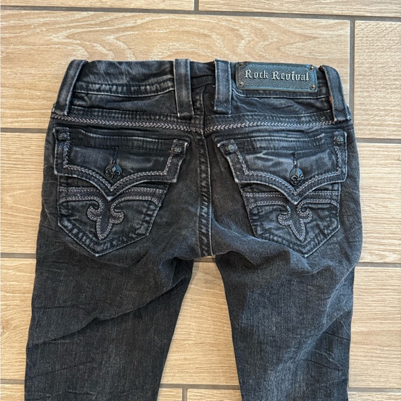ROCK REVIVAL ANAIS SZ 24 SKINNY EMBROIDERED BLACK DENIM JEANS - Picture 1 of 16